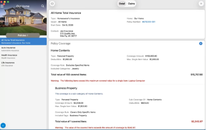 Warranty information management screen