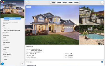 Organization dashboard showing home management interface