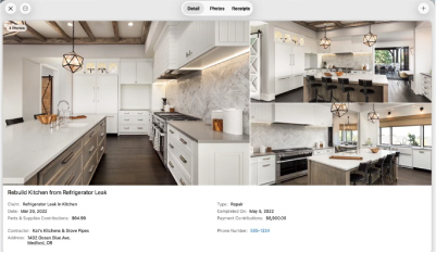 Improvement tracking interface with photo logging